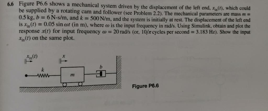 Solved 6.6 Figure P6.6 shows a mechanical system driven by | Chegg.com
