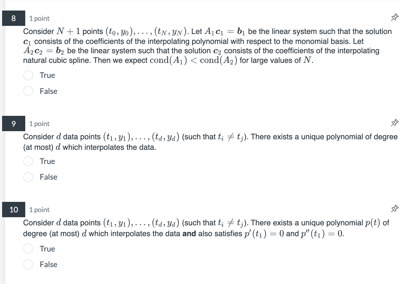 Solved Consider N+1 points (t0,y0),…,(tN,yN). Let A1c1=b1 be | Chegg.com