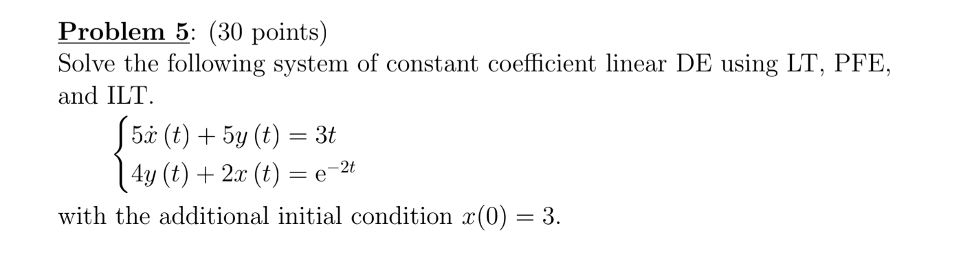 Solved Solve the following constant coefficient linear | Chegg.com