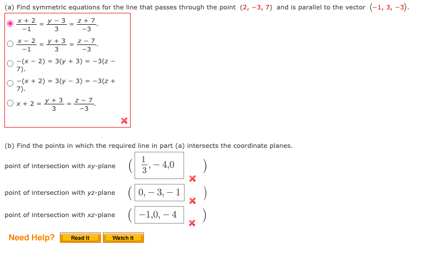 Solved (a) ﻿Find symmetric equations for the line that | Chegg.com