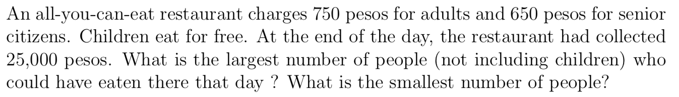 Solved An all-you-can-eat restaurant charges 750 pesos for | Chegg.com