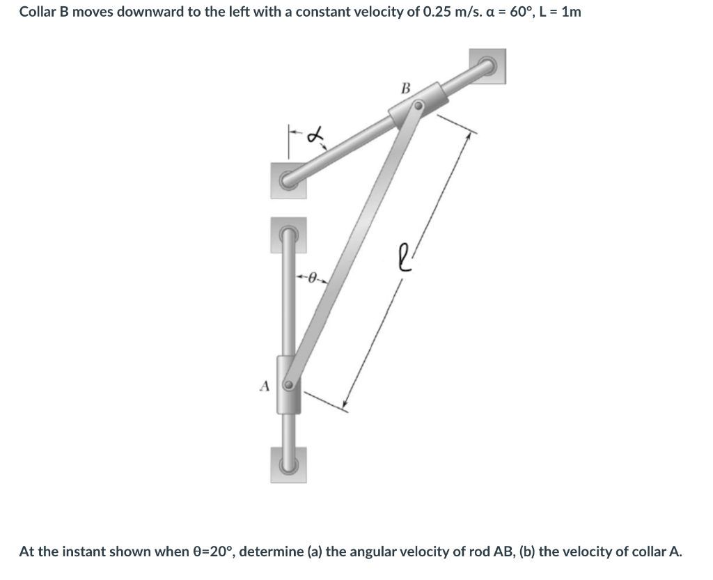 Solved Collar B moves downward to the left with a constant