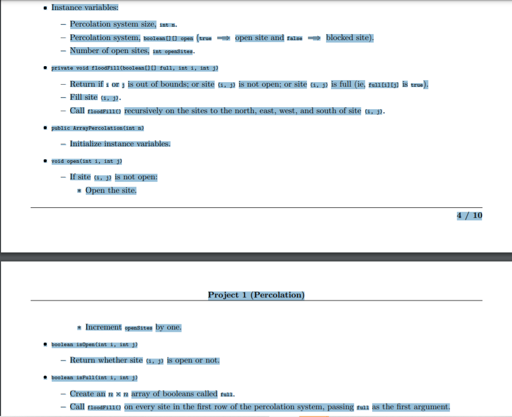 Solved Project 1 (Percolation) Problems Goal Write a program | Chegg.com