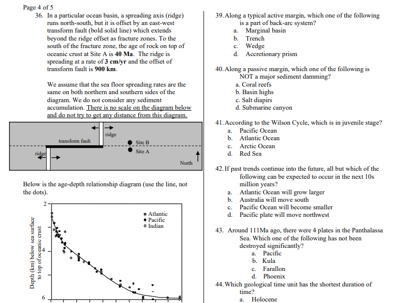Solved Page 4 of 5 36. In a particular ocean basin, a | Chegg.com