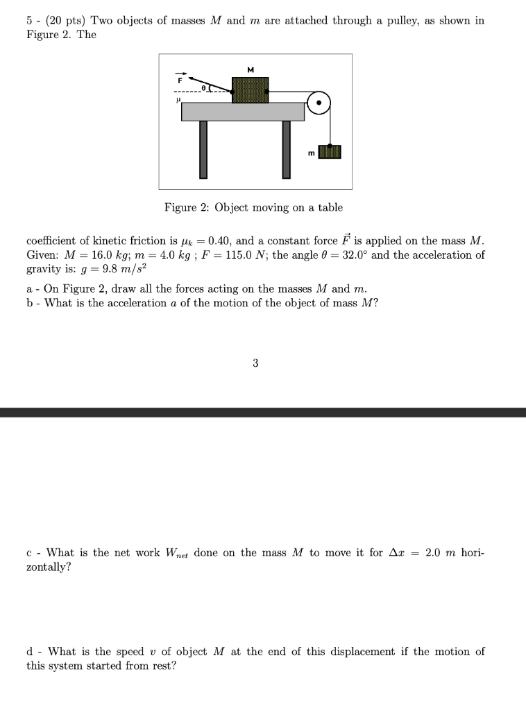 Solved 5 - (20 pts) Two objects of masses M and m are | Chegg.com