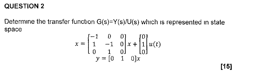 Solved QUESTION 2 Determine the transfer function | Chegg.com