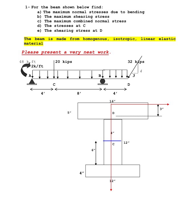 Solved (A) find the maximum normal stresses due to bending | Chegg.com