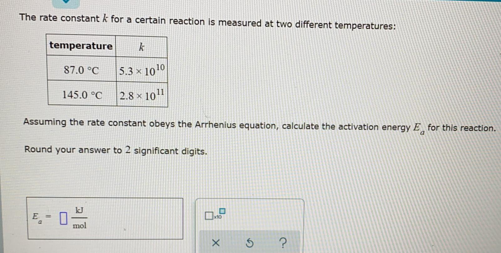Solved The rate constant k for a certain reaction is | Chegg.com