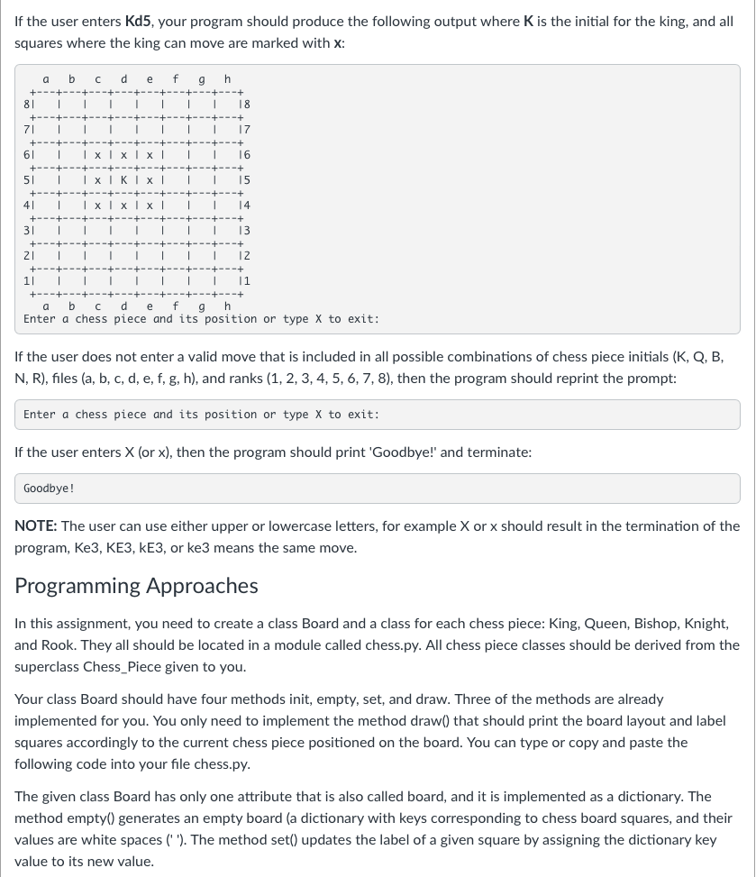 Solved Instructions (You Must Read Everything!!!) Chess | Chegg.com
