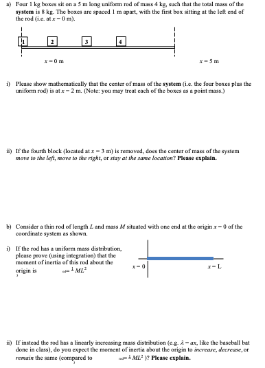 Solved Consider a thin rod of length L and mass M situated | Chegg.com