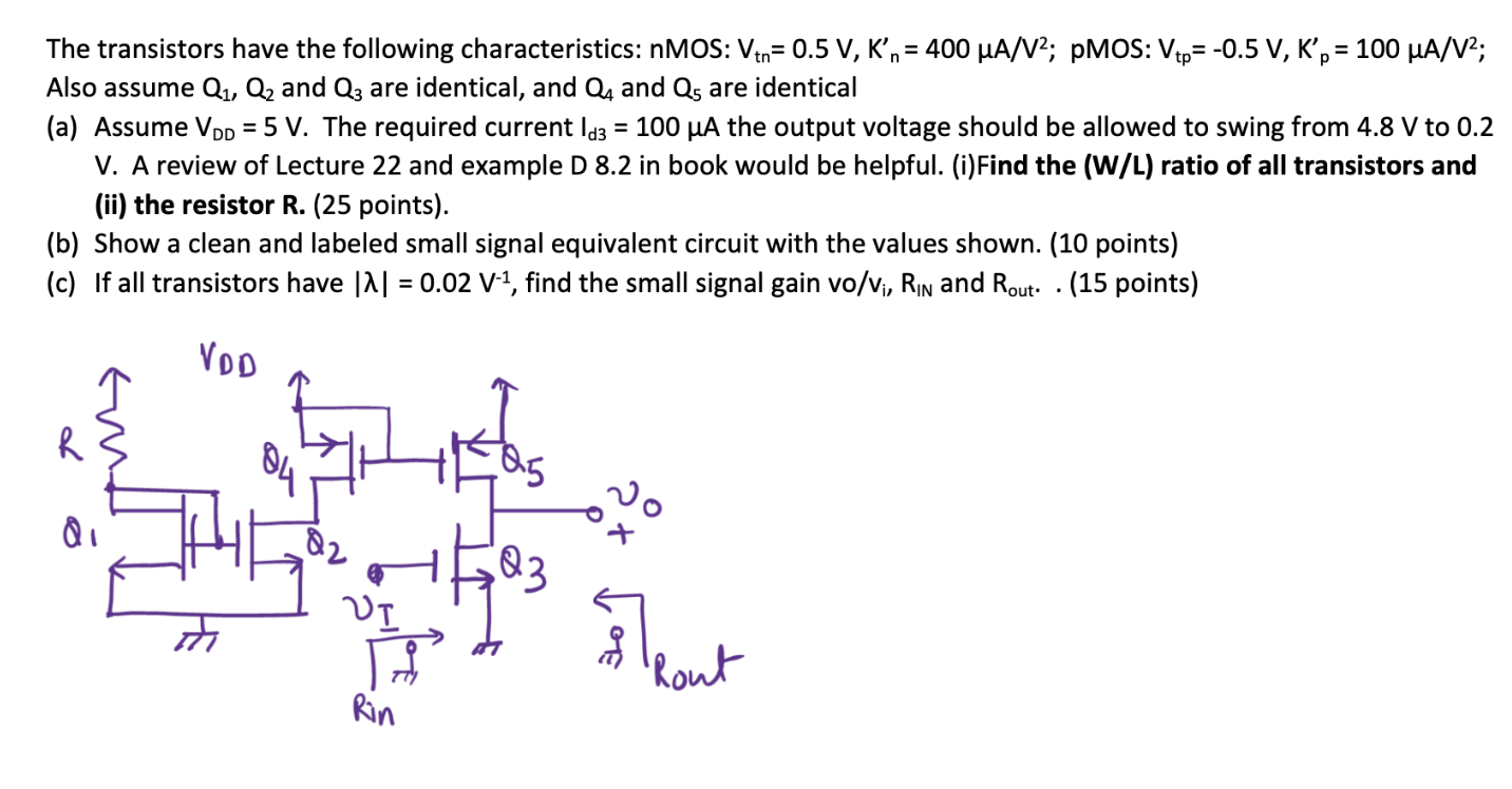 Solved The transistors have the following characteristics: | Chegg.com