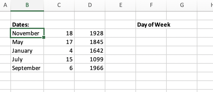 TASK 2 (OF 2) The day of the week for a given date | Chegg.com