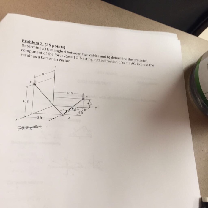 Solved Determine a) the angle theta between two cables and | Chegg.com