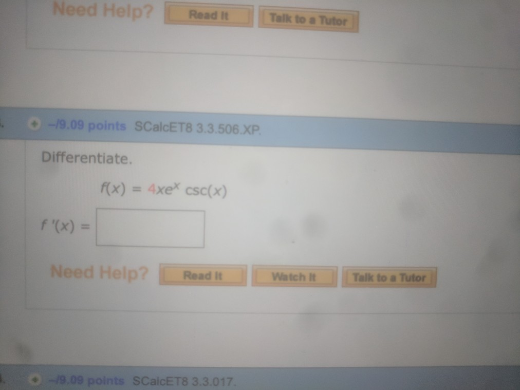 Solved Need Help? Talk to a Tutor」 Read It -19.09 points | Chegg.com
