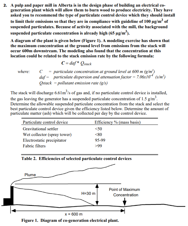 [Solved] 2. A pulp and paper mill in Alberta is in the de