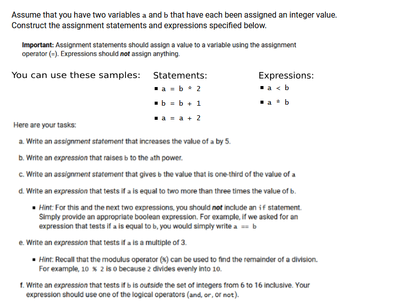 Solved Assume that you have two variables a and b that have | Chegg.com