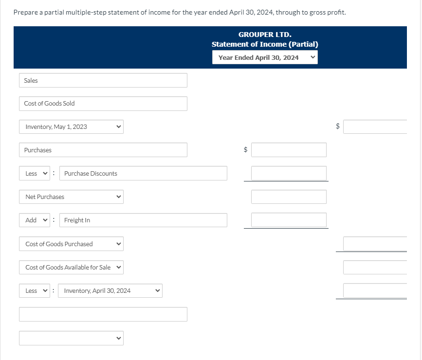 Solved Prepare a partial multiplestep statement of