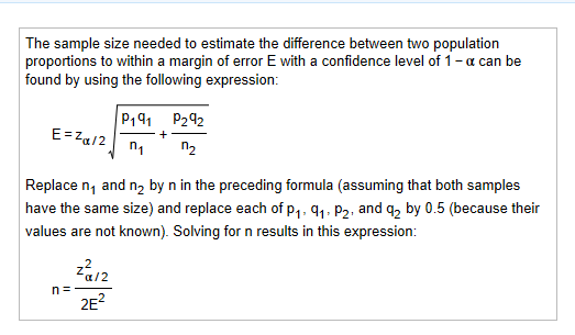 Solved The Sample Size Needed To Estimate The Difference Chegg Com