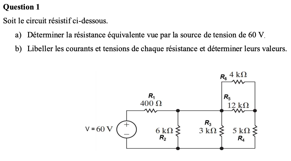 Question 1Soit le circuit résistif ci-dessous.a) | Chegg.com