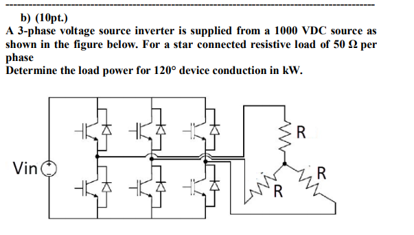 Solved b) (10pt.) A 3-phase voltage source inverter is | Chegg.com