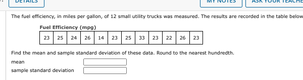 Solved Find the mean and sample standard deviation of these | Chegg.com