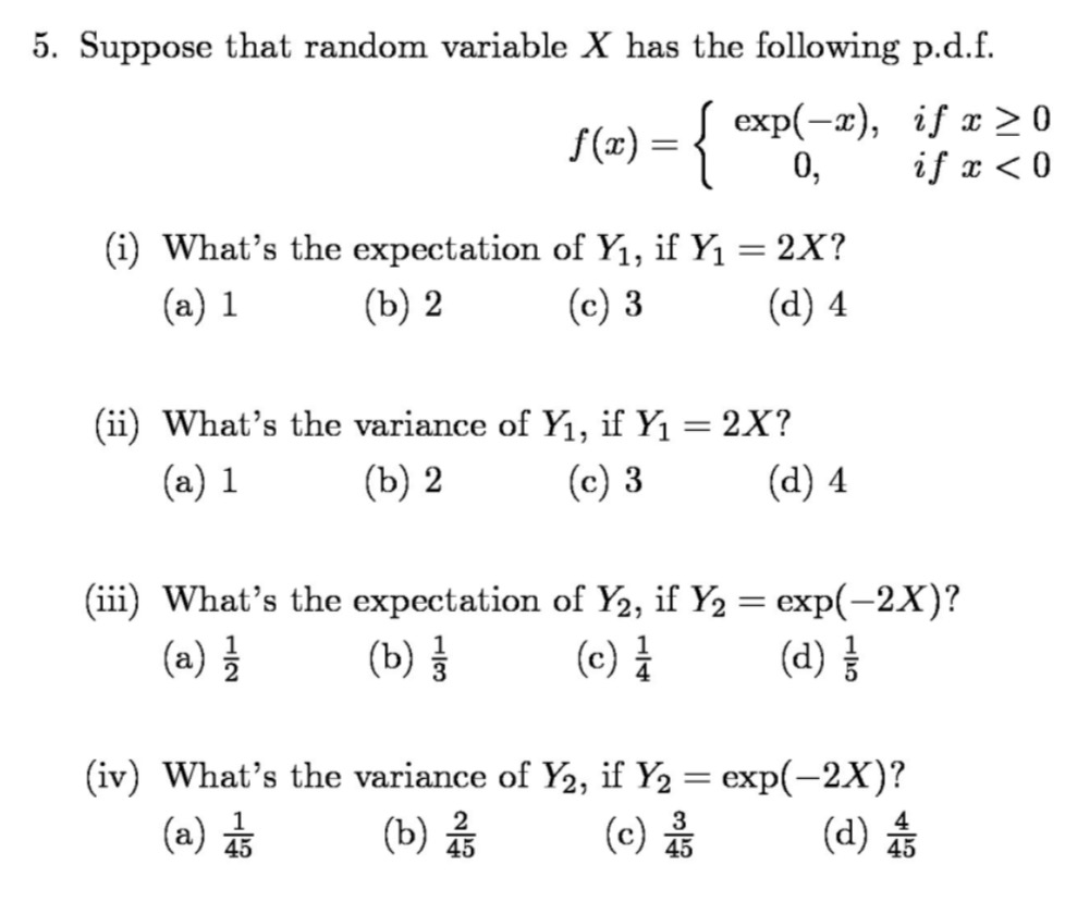 Solved 5. Suppose that random variable X has the following | Chegg.com