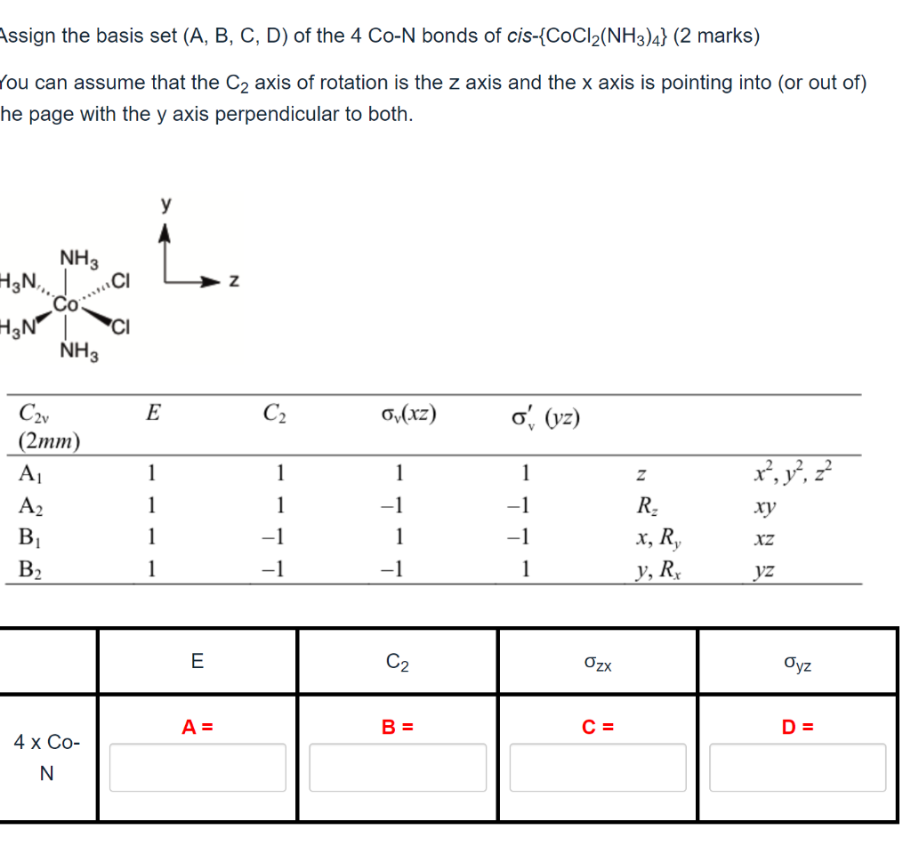 Considering The Character Table Provided Below What Cheggcom