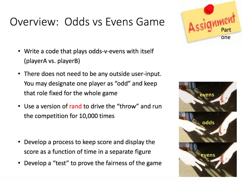Overview Odds Vs Evens Game Assignment Part One Chegg Com