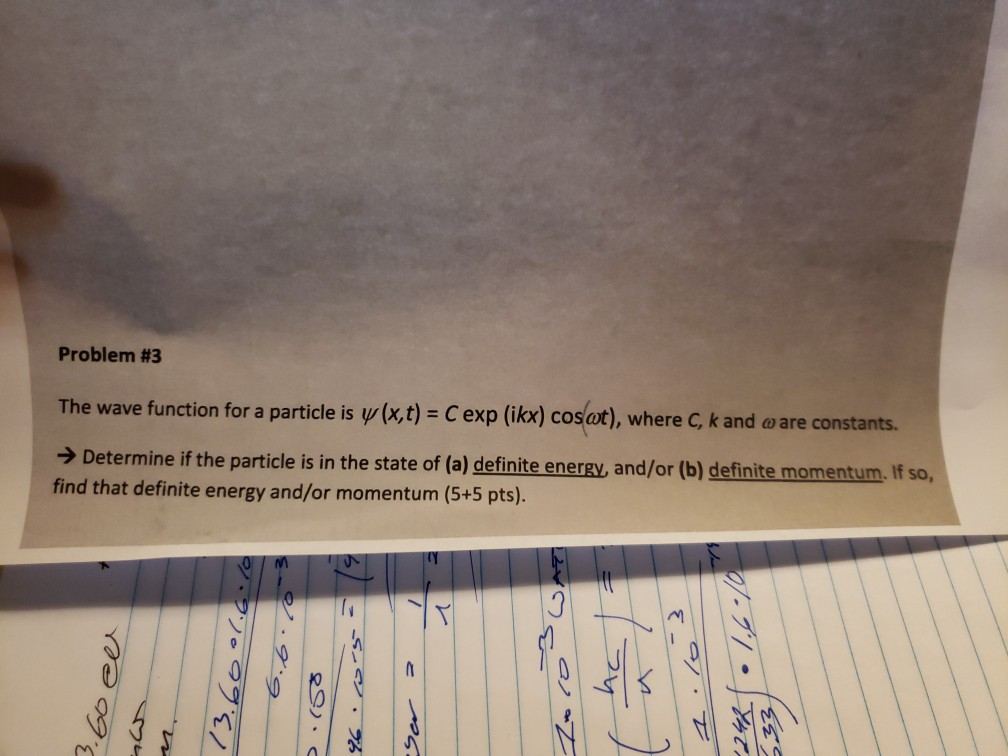 Solved Problem #3 The wave function for a particle is y | Chegg.com