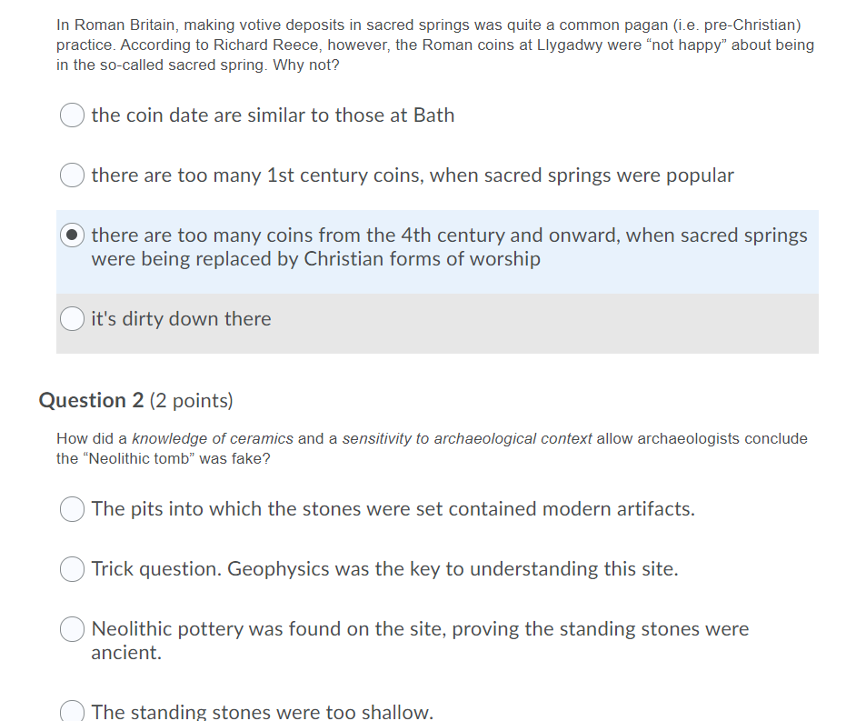 Solved In Roman Britain, making votive deposits in sacred