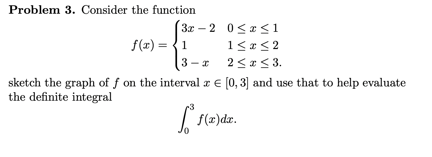Solved Problem 3. Consider the function | Chegg.com