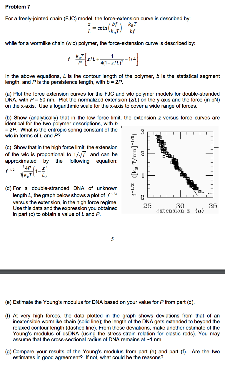 Problem 7 For A Freely Jointed Chain Fjc Model Chegg Com