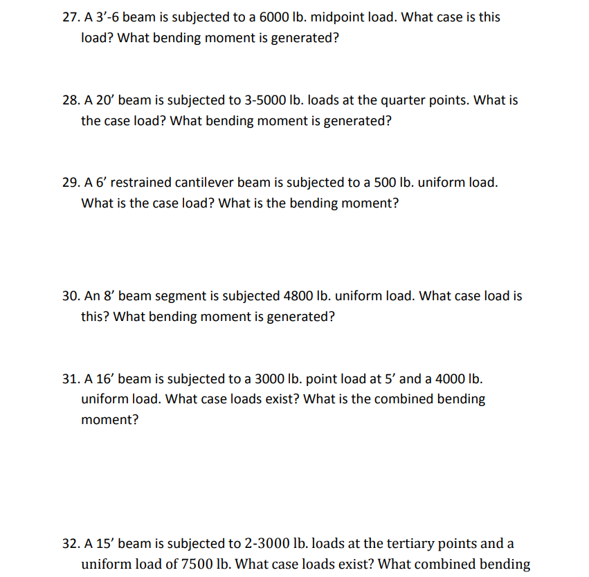 Solved 27. A 3′−6 beam is subjected to a 6000lb. midpoint | Chegg.com