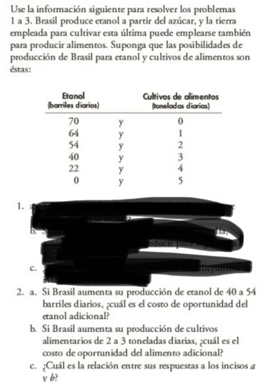 Use la información siguiente para resolver los problemas 1 a 3. Brasil produce etanol a partir del azúcar, y la tierra emplea