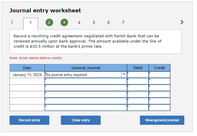 Solved Journal entry worksheet 4 7 Record a three-month bank 
