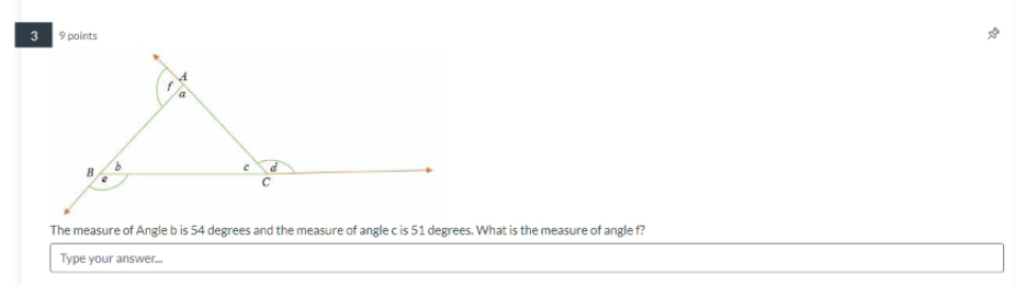 Solved 3 9 points The measure of Angle b is 54 degrees and | Chegg.com