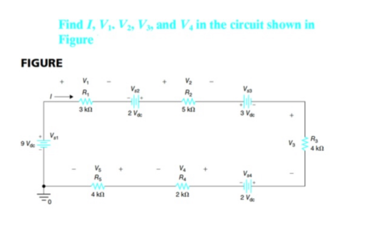 Solved Find I,V1,V2,V3, and V4 in the circuit shown in | Chegg.com