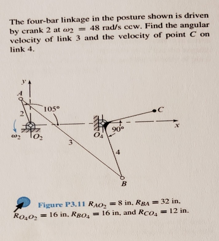 Solved The fourbar linkage in the posture shown is driven
