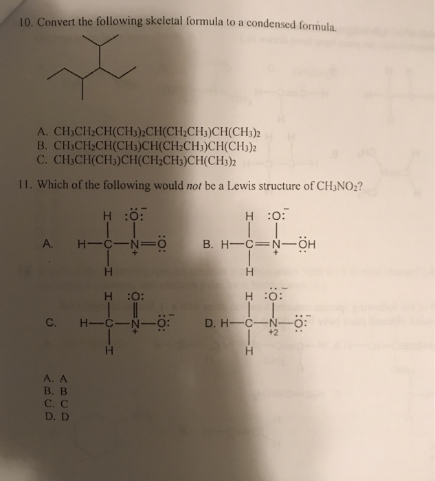 Solved 10. Convert the following skeletal formula to a | Chegg.com