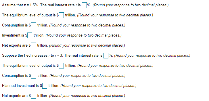 Solved Assume that a = 1.5%. The real interest rate ris %. | Chegg.com
