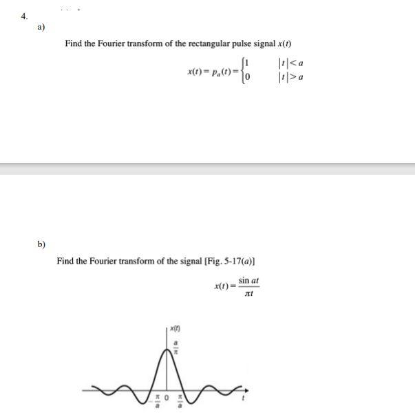 Solved 4. Find the Fourier transform of the rectangular | Chegg.com