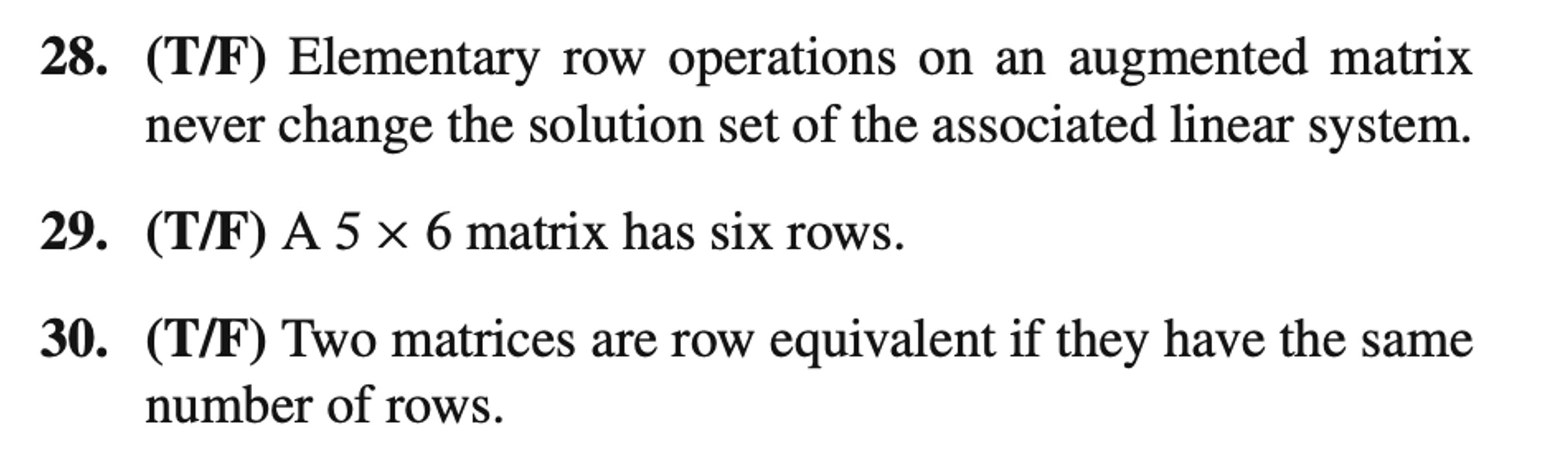 Solved T F Elementary row operations on an augmented Chegg