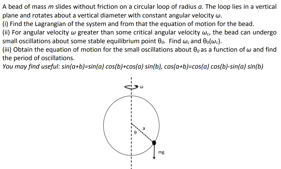Solved A Bead Of Mass M Slides Without Friction On A Chegg