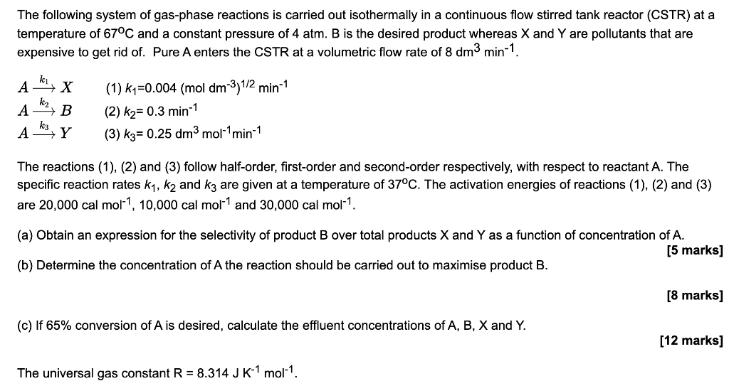 Solved The Following System Of Gas-phase Reactions Is | Chegg.com