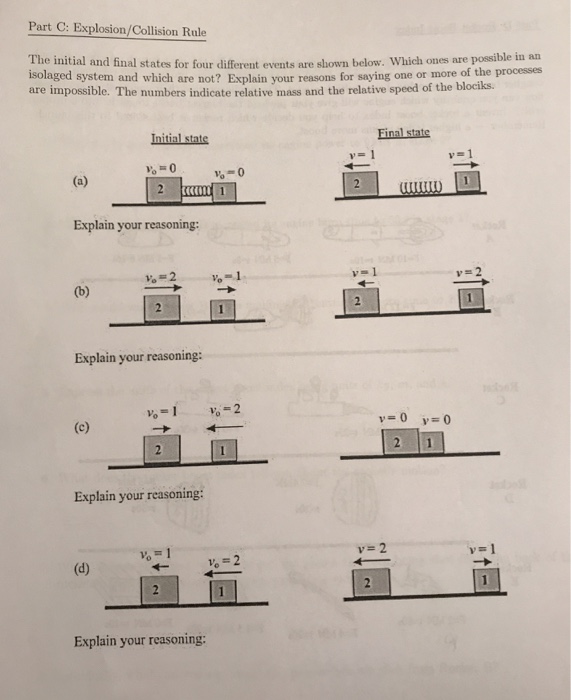 Solved Part C: Explosion/Collision Rule The initial and | Chegg.com