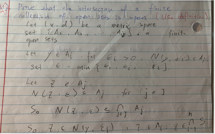 the intersection of finite open sets is open