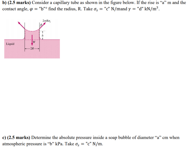 Solved B 2 5 Marks Consider A Capillary Tube As Shown Chegg Com