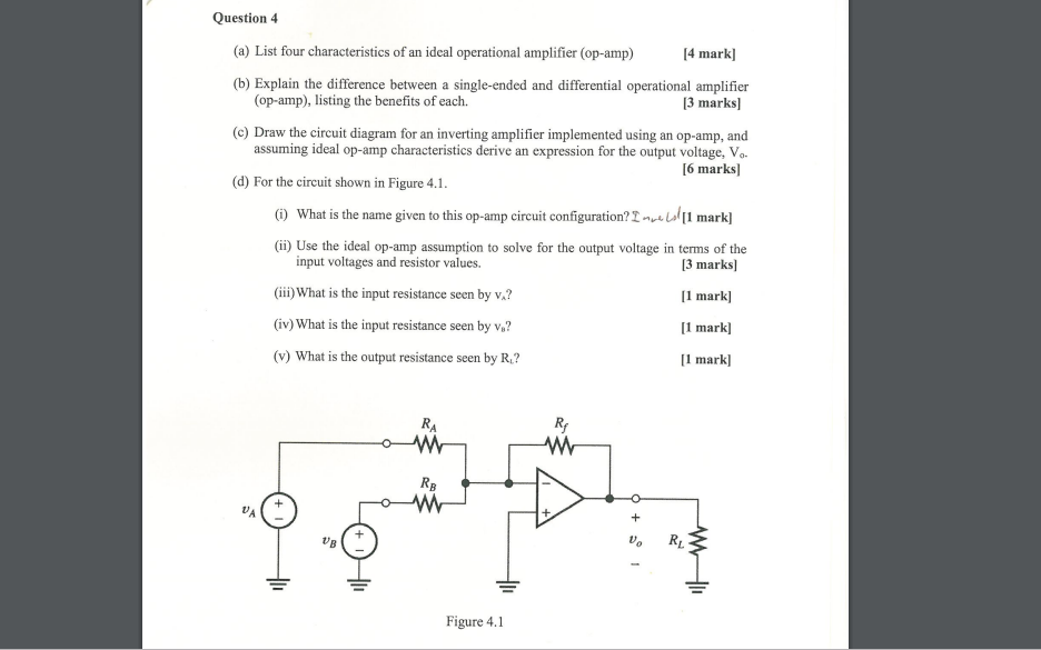 Solved Question 4 (a) List four characteristics of an ideal