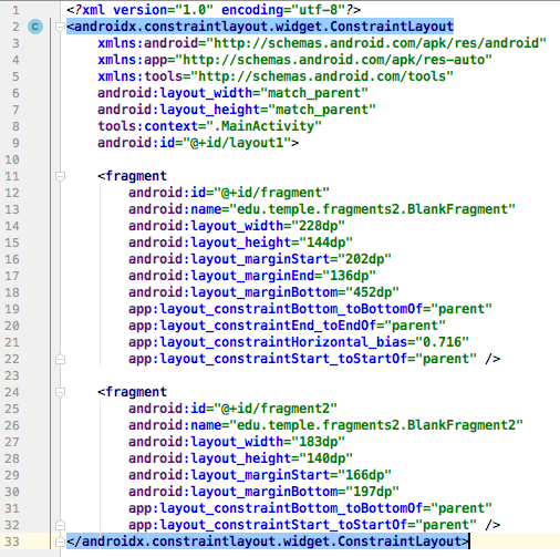 Solved Р package edu. temple. fragments2; import ... м н м * | Chegg.com