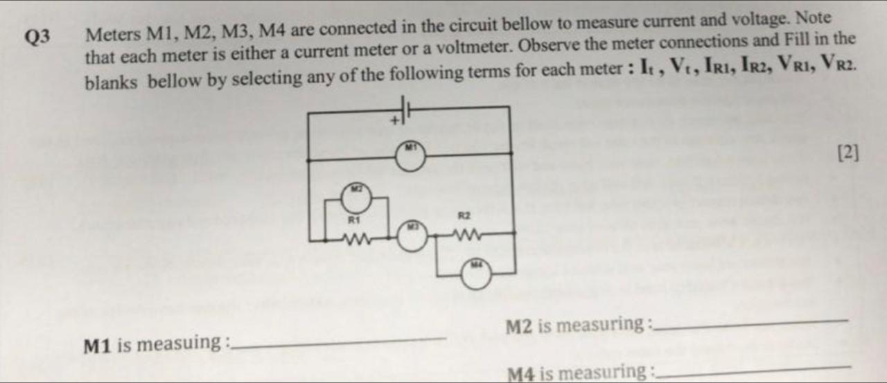 Solved 3 Meters M1, M2, M3, M4 are connected in the circuit | Chegg.com